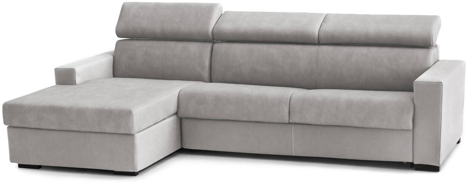 Dmora Schlafsofa mit Halbinsel Alibabah, Sofa mit Sinistra-Stauraum-Halbinsel, Standardarmlehnen, 100 % Made in Italy, 280 x 95 x 85 cm, Grau Bild 1