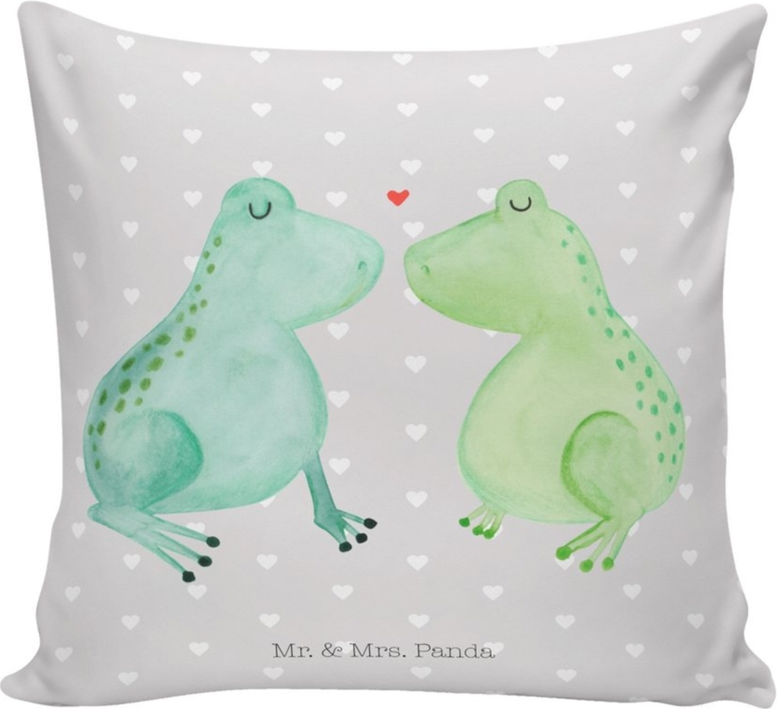 Mr. & Mrs. Panda Dekokissen Frosch Liebe - Grau Pastell - Geschenk, Motivkissen, Paar, Geschenk H Bild 1