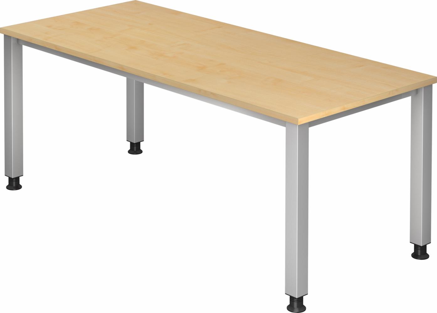 bümö manuell höhenverstellbarer Schreibtisch 180x80 cm in Ahorn - PC Tisch höhenverstellbar & groß, höhenverstellbarer Tisch Büro, großer Computertisch verstellbar, Q-Serie, QS-19-3 Bild 1