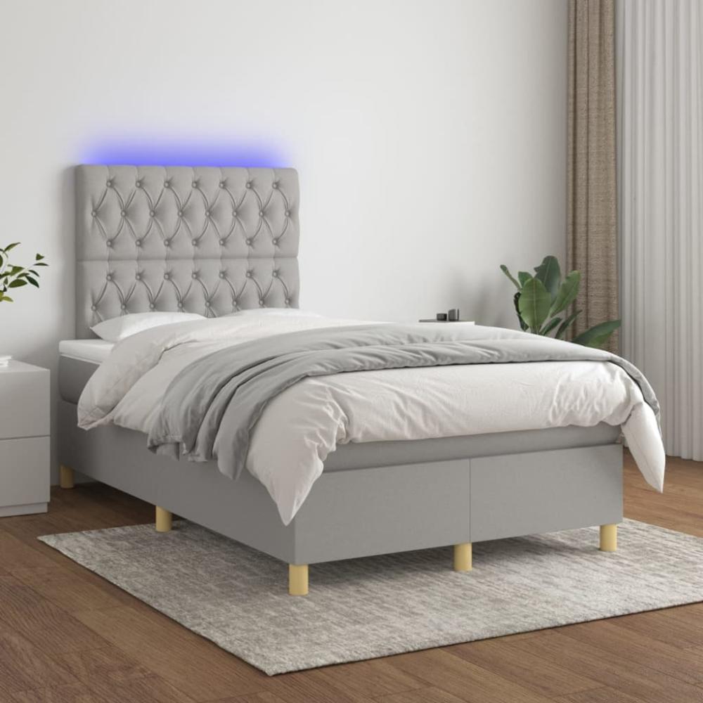 Boxspringbett mit Matratze & LED Stoff Hellgrau 120 x 200 cm, Härtegrad: H2 [3135661] Bild 1