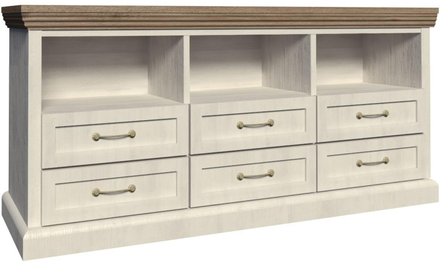 Schubladenkommode Royal Sideboard 127cm Pinie skandinavisch weiß Wildeiche Landhaus-Stil Bild 1