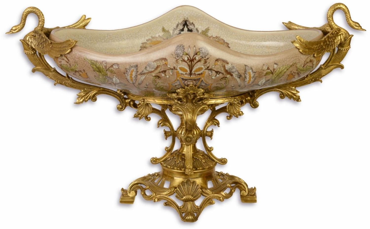 Casa Padrino Jugendstil Obstschale Mehrfarbig / Gold 36,7 x 30 x H. 36,7 cm - Deko Schale Bild 1