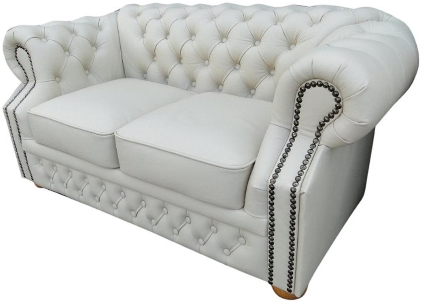 Casa Padrino Echtleder 2er Sofa Weiß 160 x 90 x H. 78 cm Bild 1