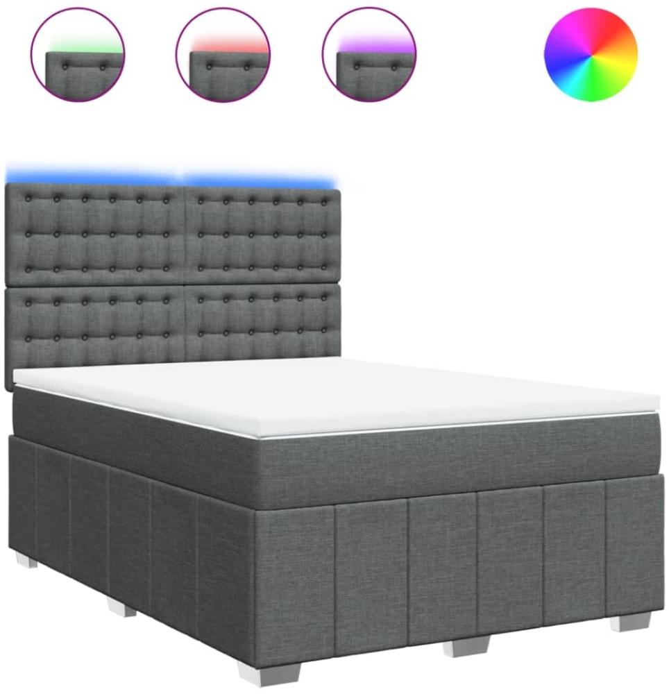vidaXL Boxspringbett mit Matratze Dunkelgrau 160x200 cm Stoff 3294034 Bild 1