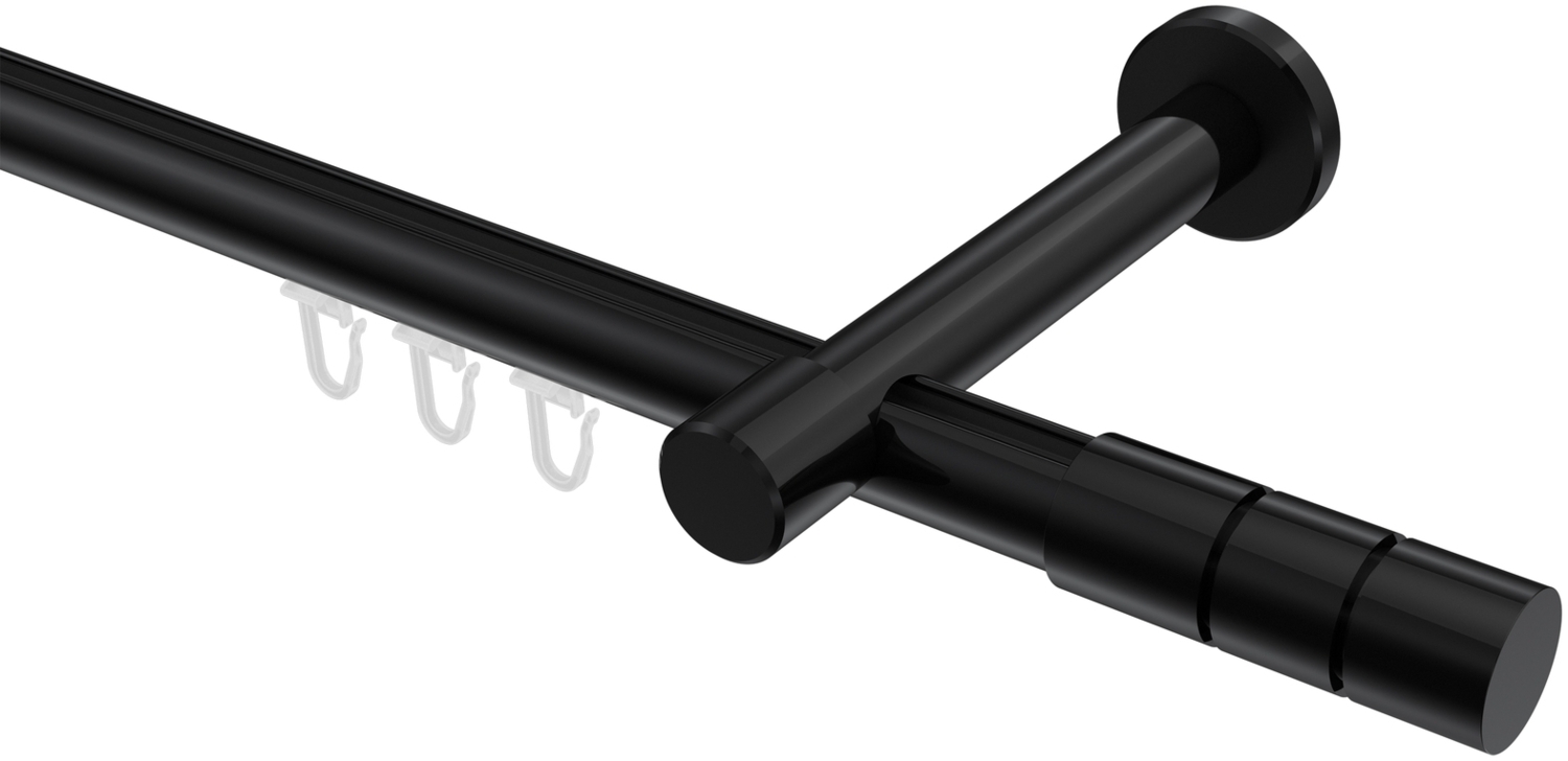 Innenlauf-Gardinenstangen-Set Prestige Elanto 400 cm (geteilt in 2 x 200 cm), 1-läufig, 20 mm Ø Schwarz Bild 1