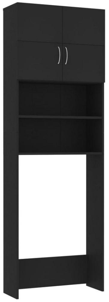 DOTMALL Waschmaschinenumbauschrank Waschmaschinenschrank Hochglanz-Weiß Schwarz 64x25,5x190 cm Bild 1