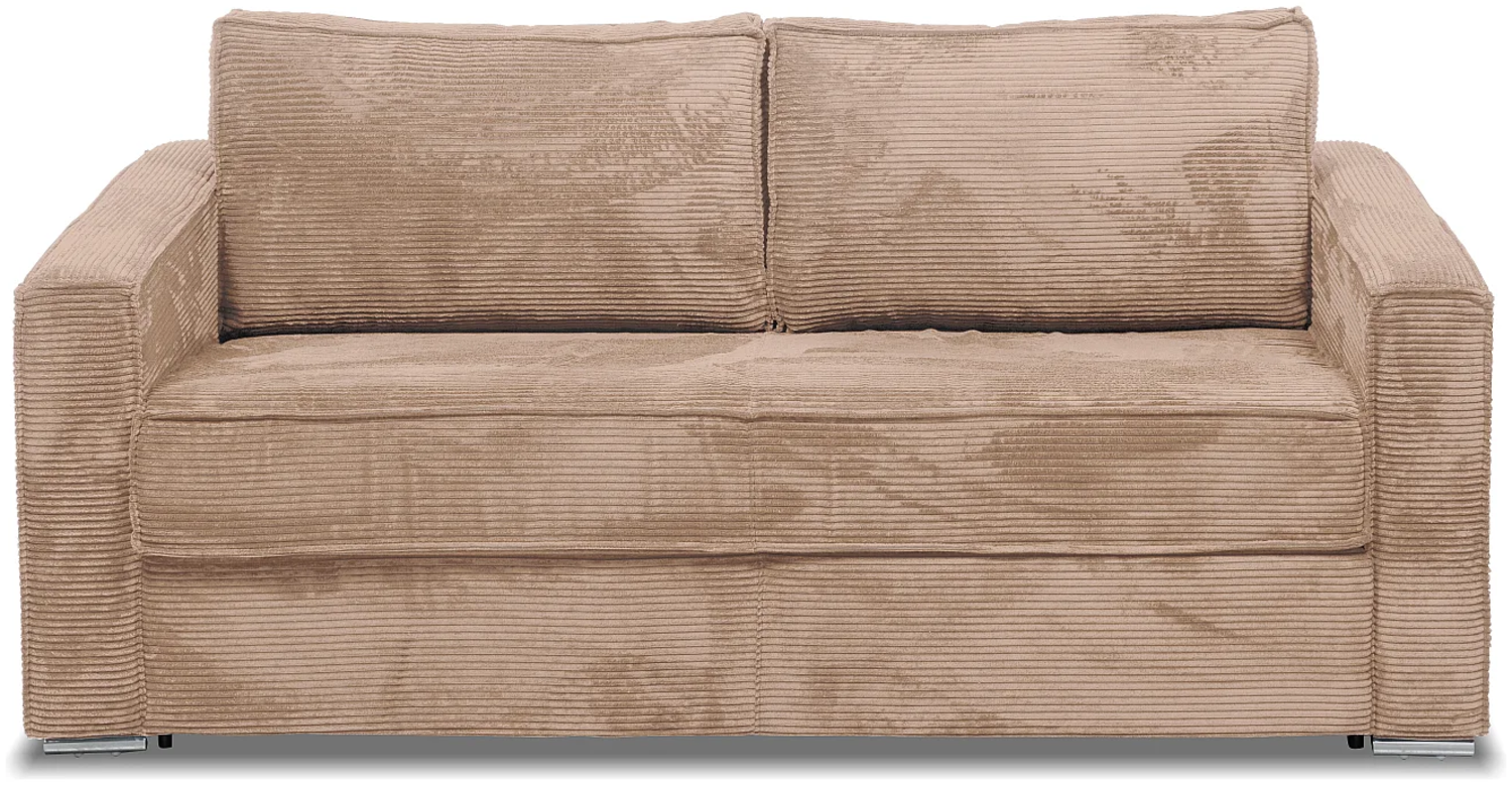 Vente-unique - Schlafsofa mit Matratze 3-Sitzer - Cord - Taupe - Liegefläche 140 cm - Matratze 22 cm mit Memory Schaum - LORETO Bild 1