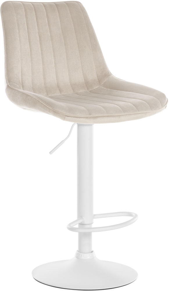 DELUKE® Barhocker RIO - Creme, Samt, Weiß Barhocker mit Lehne Barstuhl Tresenhocker Tresenstuhl Kneipenhocker Kneipenstuhl Bild 1