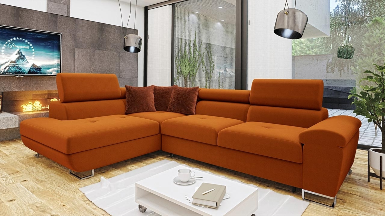 Ecksofa Cotere Premium, Seite: Links, Farbe: Otusso 16 + Otusso 16 + Velvetto 12 Bild 1