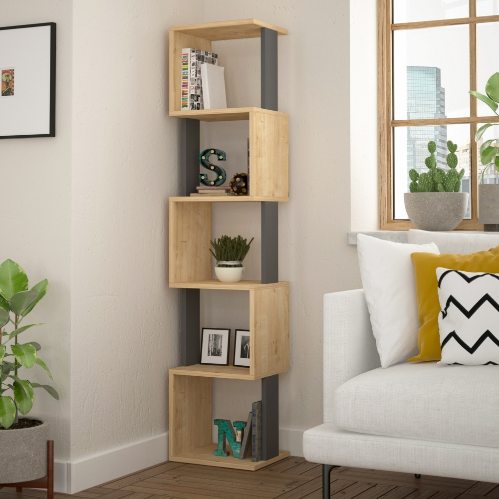 Bücherregal, 'Piri', 161 x 30 x 35, Sonoma-Eiche, Anthrazit Bild 1