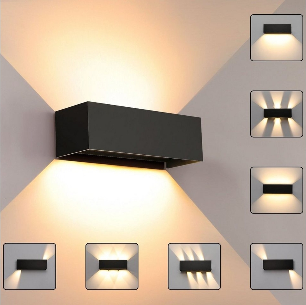 LETGOSPT Wandleuchte 21W Quader LED Wandleuchte Innen/Außen,Auf und ab Strahl Einstellbarer, LED fest integriert, Warmweiß, IP65 Wasserdichte,für Schlafzimmer Wohnzimmer, Hotel, Terrasse Bild 1