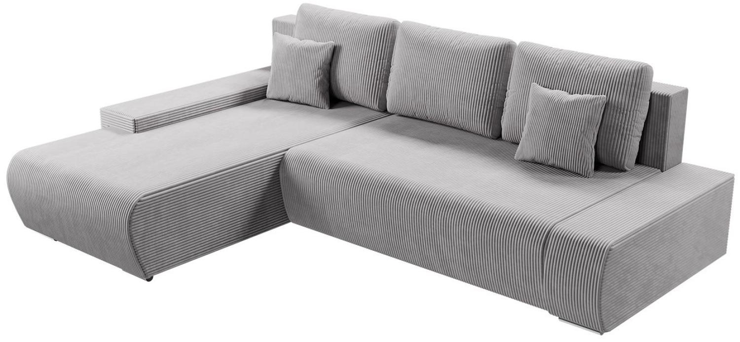 Juskys Sofa Iseo Links mit Schlaffunktion - Stoff Couch L Form für Wohnzimmer, bequem, ausziehbar - Schlafsofa Ecksofa Eckcouch Schlafcouch Hellgrau Bild 1