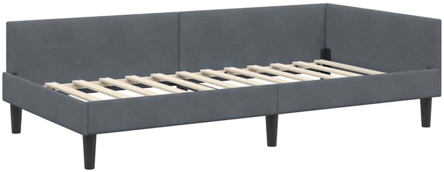 vidaXL Eckbettgestell mit Kopfteil Dunkelgrau 90 cm x 200 cm Stoff 42016155 Bild 1