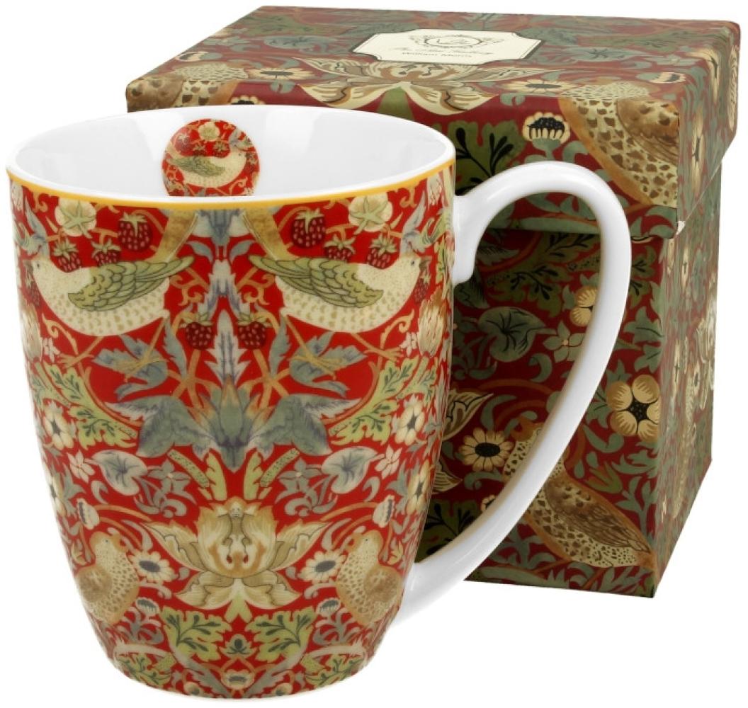 DUO ART GALLERY Klassischer Becher 380 ml STRAWBERRY THIEF RED New Bone China Porzellan Bild 1