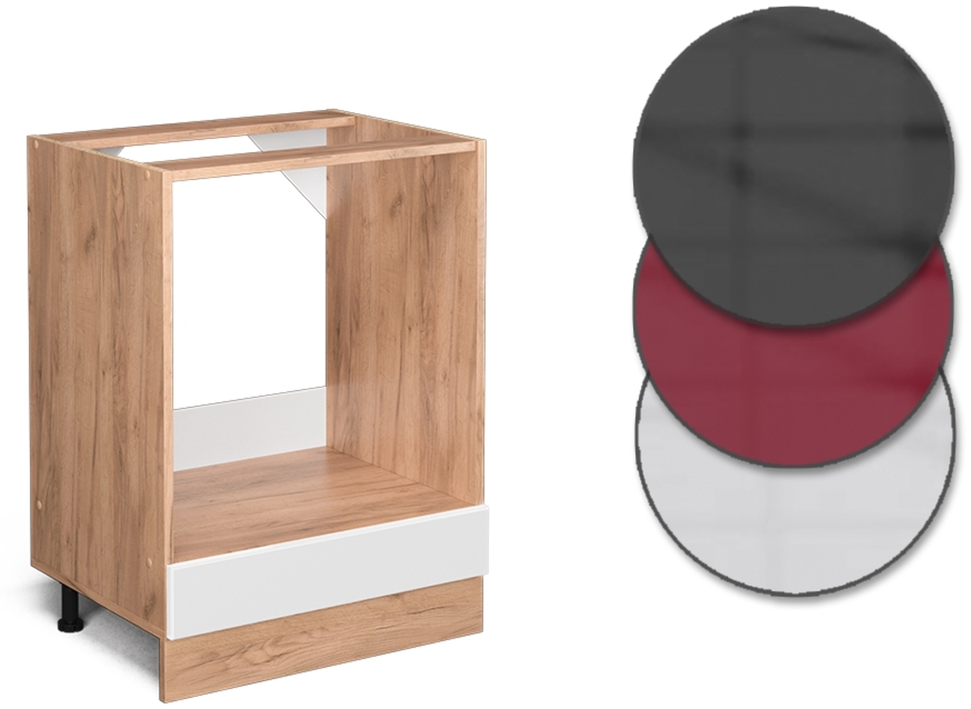 Herdumbauschrank R-Line Weiß Hochglanz 60 cm , AP Eiche Vicco Bild 1