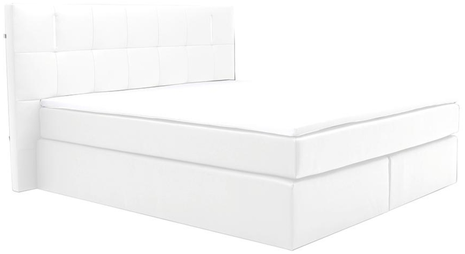 Vente-unique - LED-Boxspringbett mit Kopfteil + Lattenroste + Matratzen + Topper - 160 x 200 cm - Kunstleder - Weiß - BILBAO von YSMÉE Bild 1