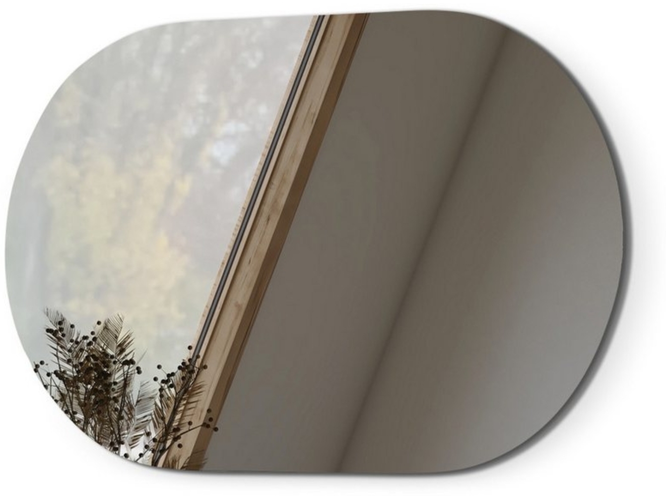 EMKE Spiegel Ovaler Wandspiegel ohne Rahmen Dekospiegel (Vertikal Horizontal möglich), 100X60cm ohne Beleuchtung,Badezimmer Garderobe Flur Bild 1