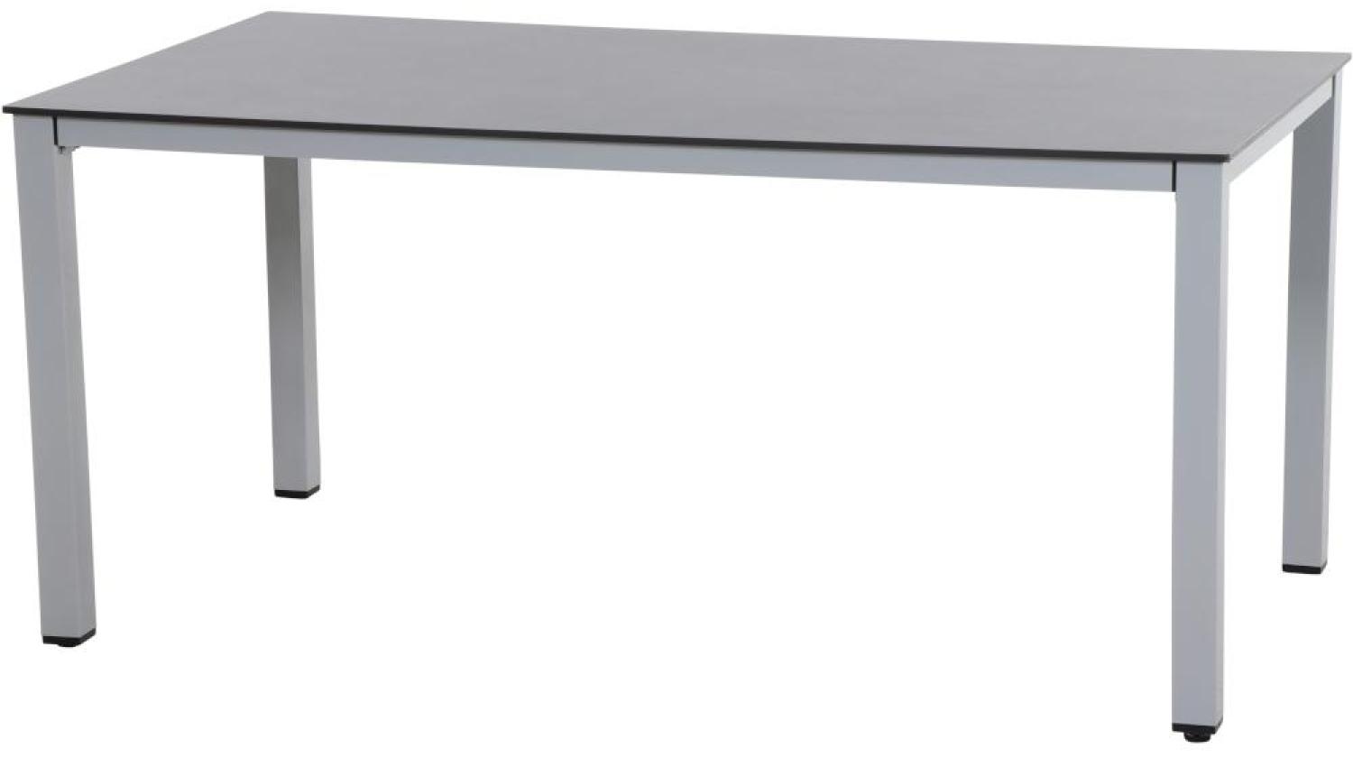 SIENA GARDEN Sola Dining Tisch 160x90 cm, silber Gestell Aluminium silber, Tischplatte HPL dark stone Bild 1