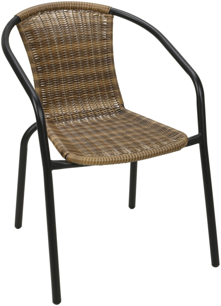 Stabiler Polyrattan Bistrostuhl Stapelstuhl Cappuccino / schwarz Bild 1