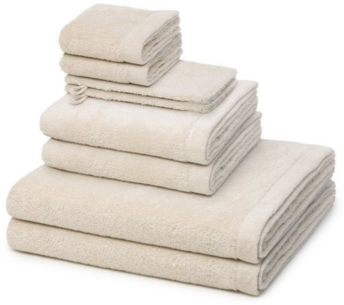 Cawö Lifestyle 8 tlg. Frottier-Set - 2 X Handtuch (50 X 100cm), 2 X Duschtuch (70 X 140cm), 2 X Gästetuch (30 X 50cm), 2 X Waschhandschuh (16 X 21cm) - 520 g/m2 - Natur Bild 1