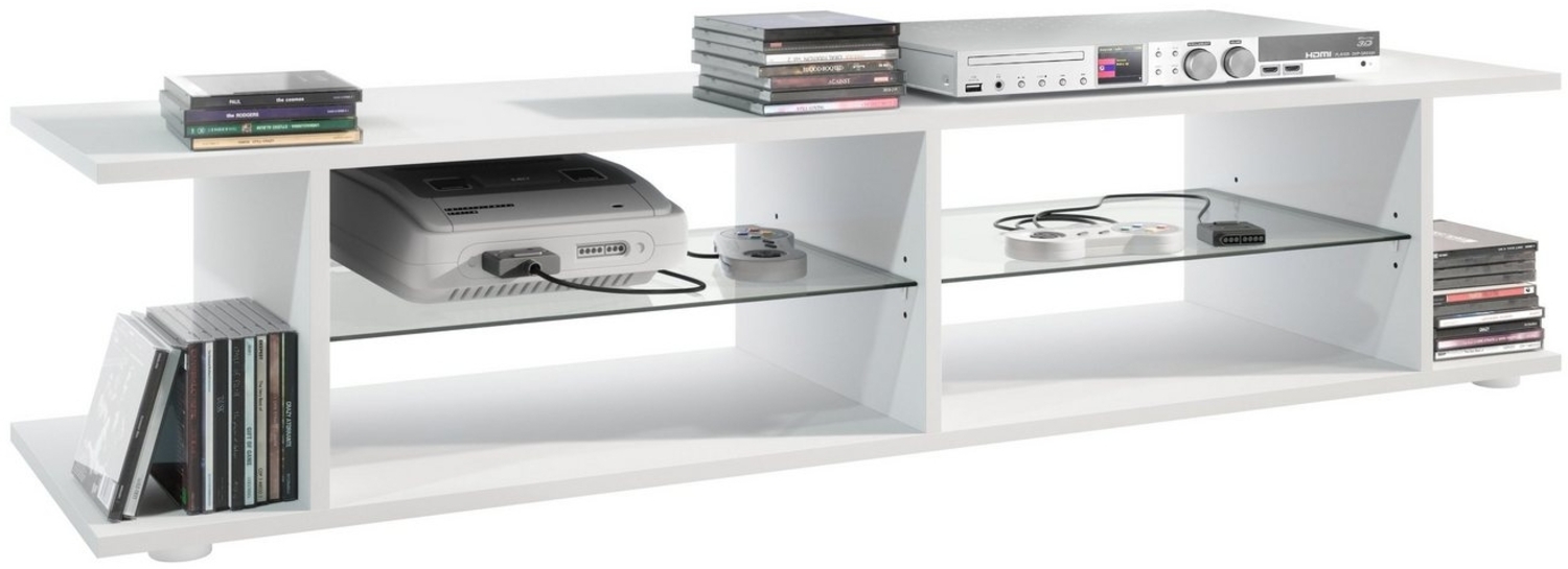 Meuble TV Movie V3 Lowboard 134 x 29 x 37,5 cm avec 6 compartiments ouverts, caisson en Blanc mat Bild 1