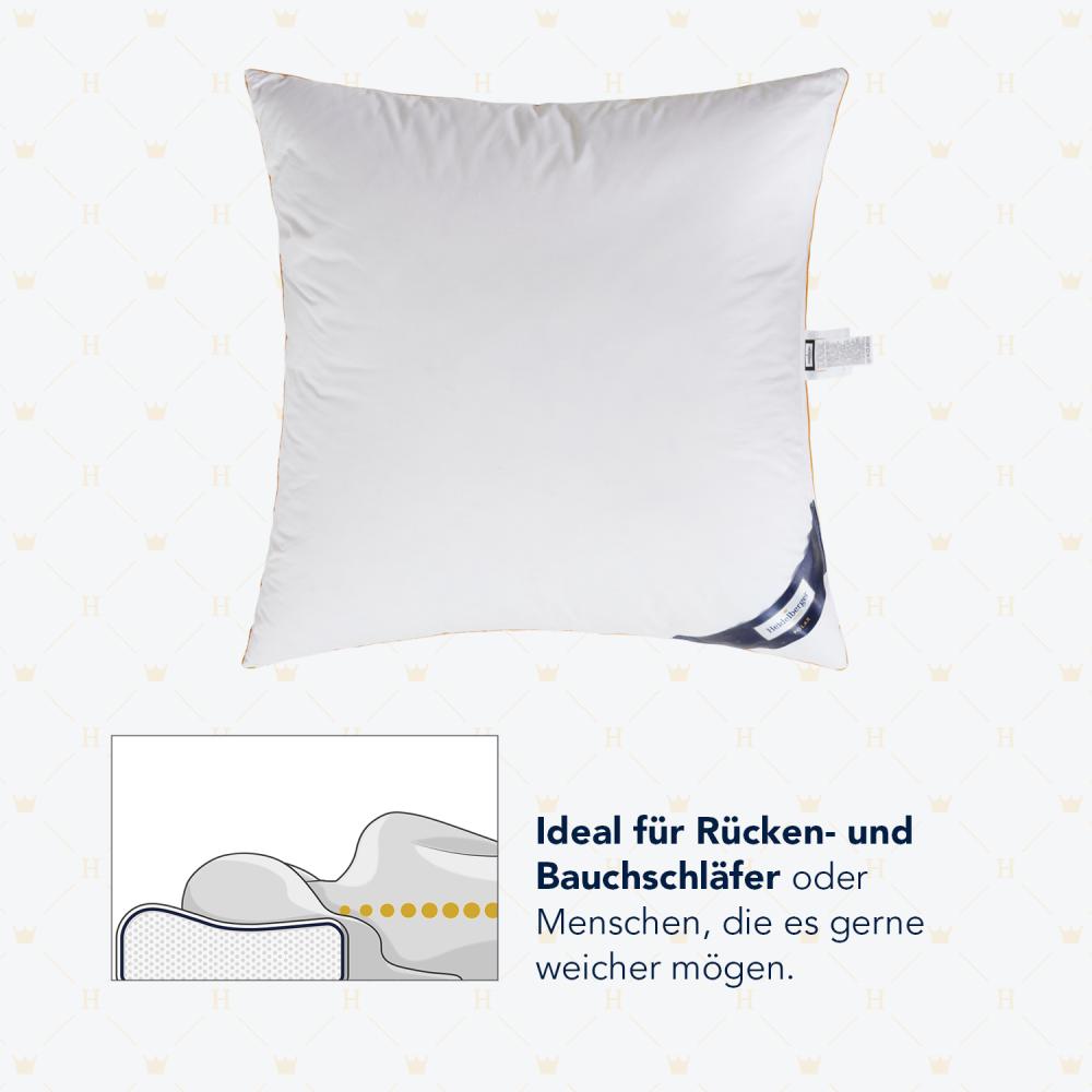 Heidelberger Bettwaren Kissen 80x40 cm | 1-Kammer-Kopfkissen mit Gänsedaunen und Federn | atmungsaktiv, hautfreundlich, hypoallergen für Bauch- und Rückenschläfer | Serie Polar Bild 1