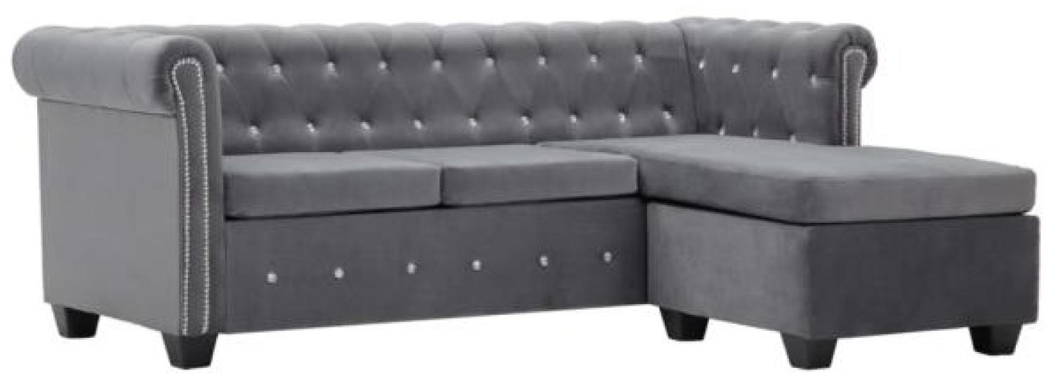 vidaXL Chesterfield Sofa L-förmig Samtbezug 199 x 142 x 72 cm Grau Bild 1
