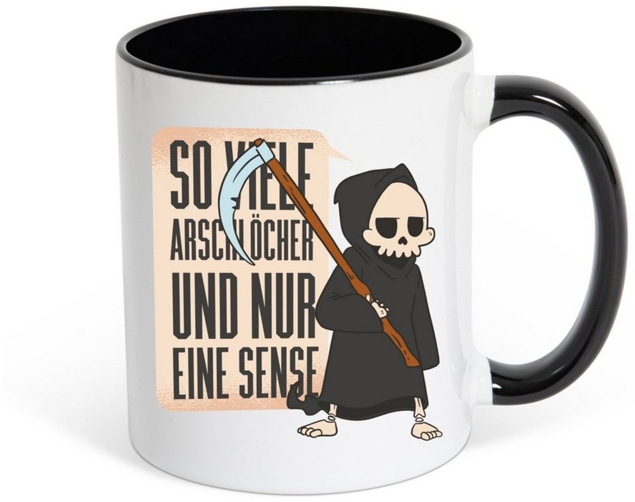 Youth Designz Tasse Nur eine Sense Kaffeetasse Geschenk mit lustigem Spruch, Keramik, mit Skelett Print Bild 1