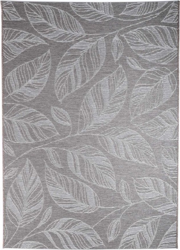 TaraCarpet Teppich In & Outdoor Teppich Newton 96014 Blatt, rund, Höhe: 3 mm, Sisal optik d.grau Wohnzimmer Terrasse Garten Balkon Küche 120x120 cm Bild 1