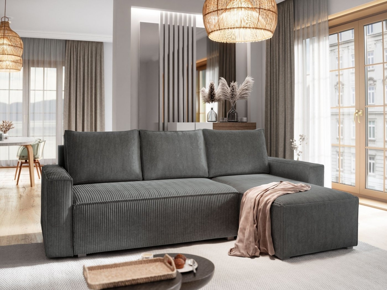 Masseno Ecksofa POTARO mit Schlaffunktion L-Form, Sofa mit Bettkasten Bild 1