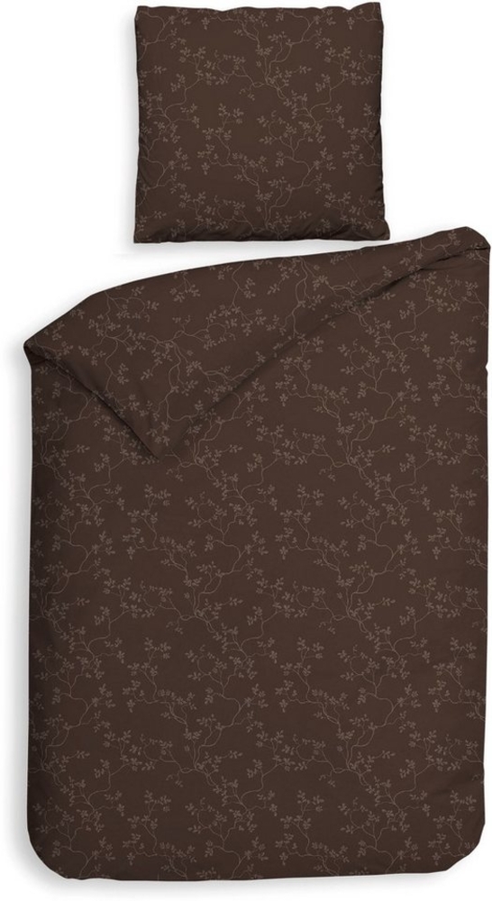 Heckett & Lane Flanell Bettwäsche 135x200 Alloro Coffee Quartz braun Miniblätter Bild 1