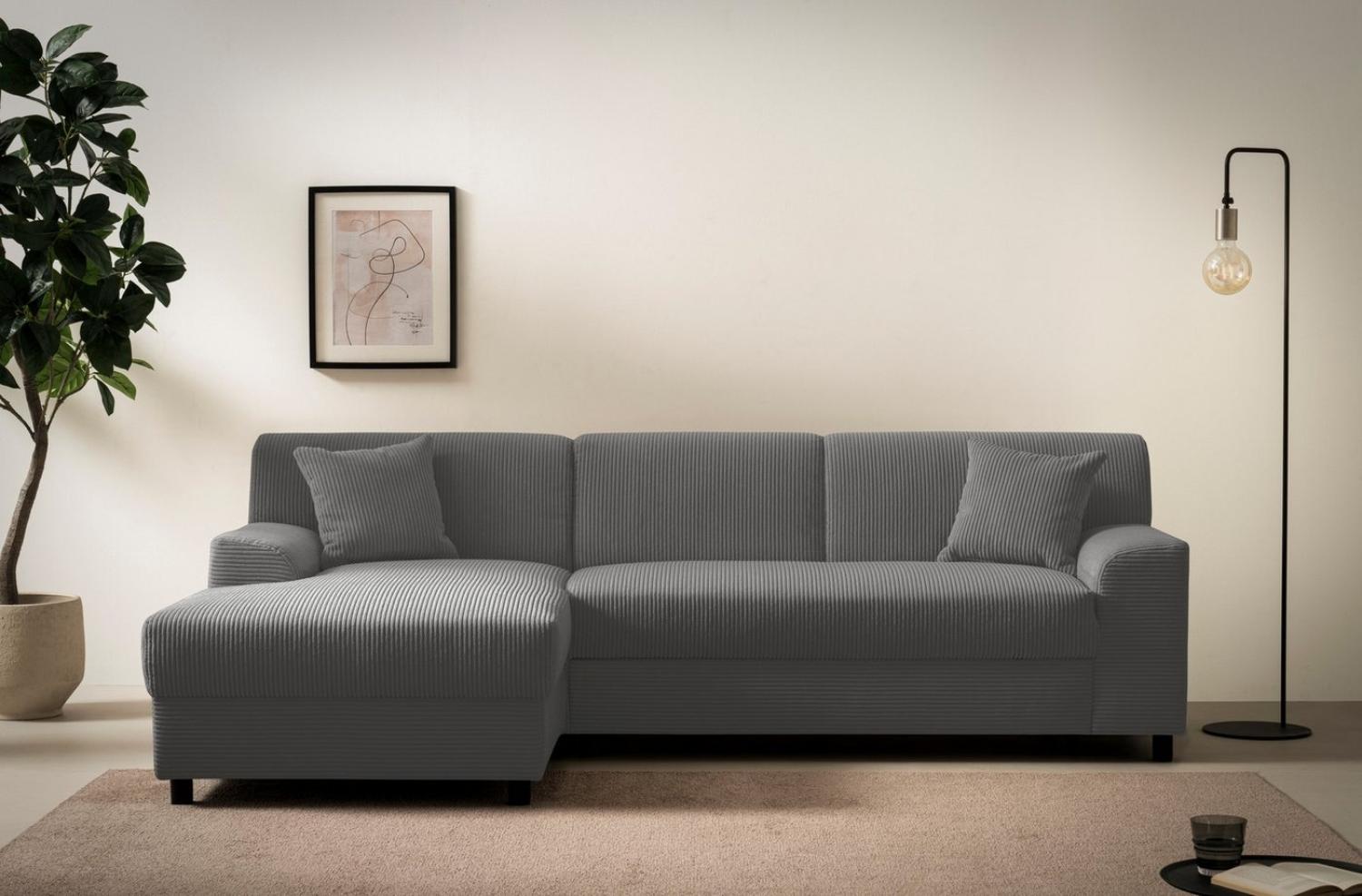 INOSIGN Ecksofa Turah 2, L-Form, in Cord u. wasserabweisender Microfaser, Federkern, B/T/H: 241/146/79 cm, incl. Zierkissen, wahlweise mit Bettfunktion Bild 1