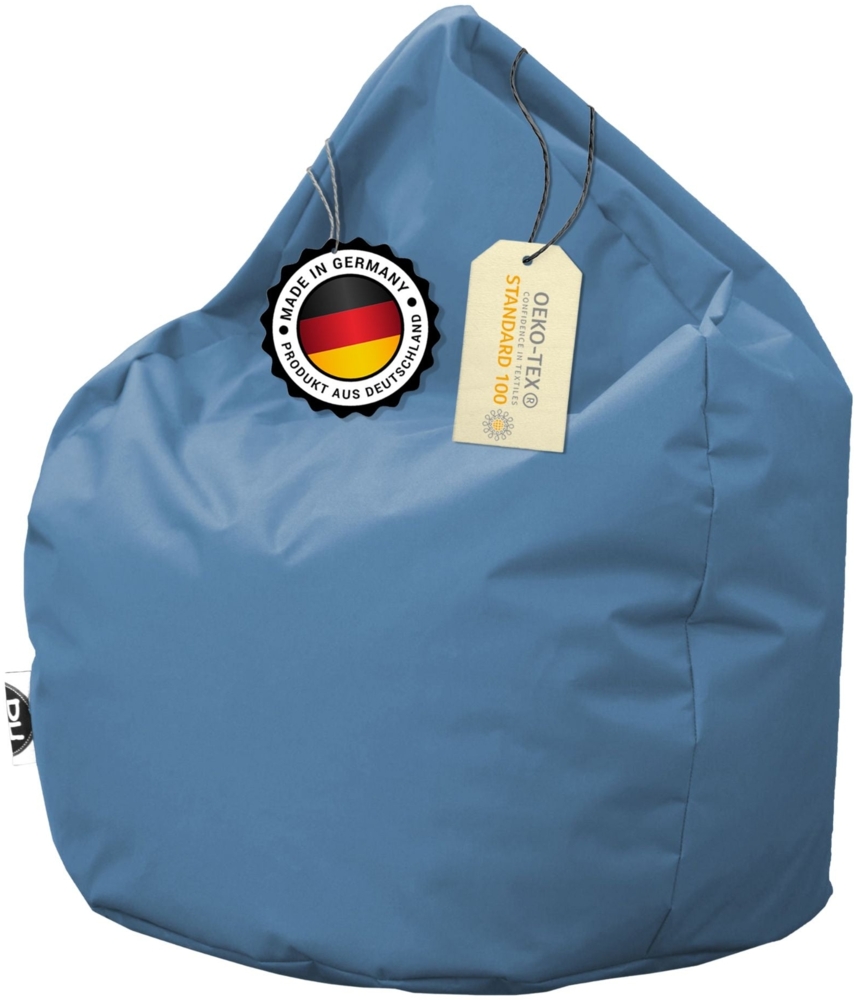 PATCH HOME Sitzsack Tropfenform – XXL – Blaugrau, bequemer Sitzsack aus Luxus-Polyester-Gewebe, bereits befüllt Bild 1