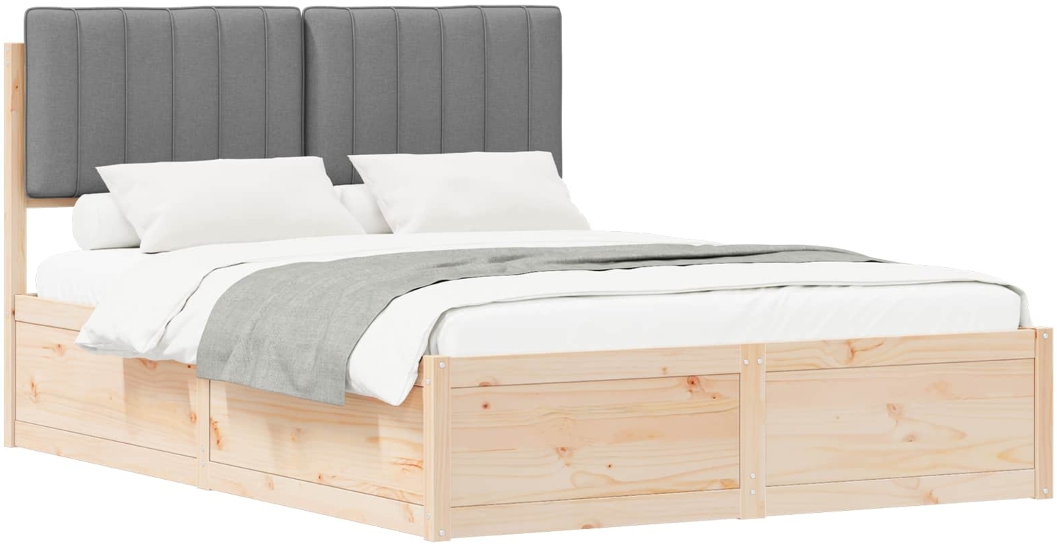 vidaXL Bettgestell mit gepolstertem Kopfteil Hellgrau 135 x 190 cm 3398239 Bild 1