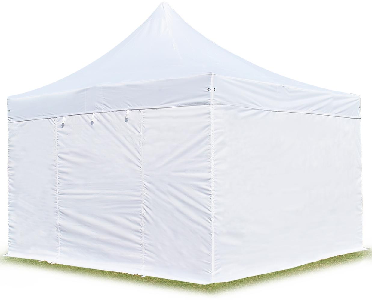 4x4 m Faltpavillon, PROFESSIONAL Alu 40mm, feuersicher, Seitenteile ohne Fenster, weiß Bild 1