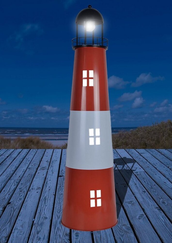Großer Leuchtturm aus Metall mit Solarfunktion H:80 cm, Gartendekoration Bild 1