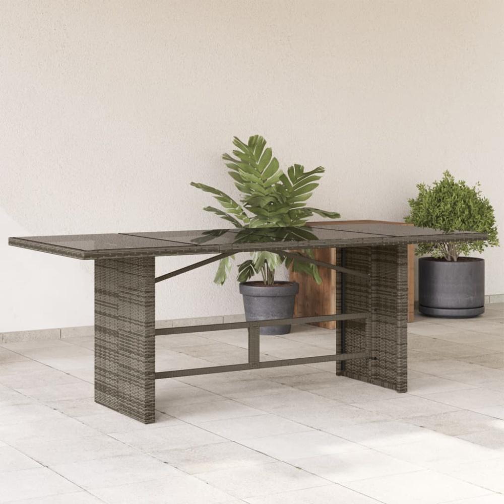 vidaXL Gartentisch mit Glasplatte Grau 190x80x75 cm Poly Rattan 365604 Bild 1