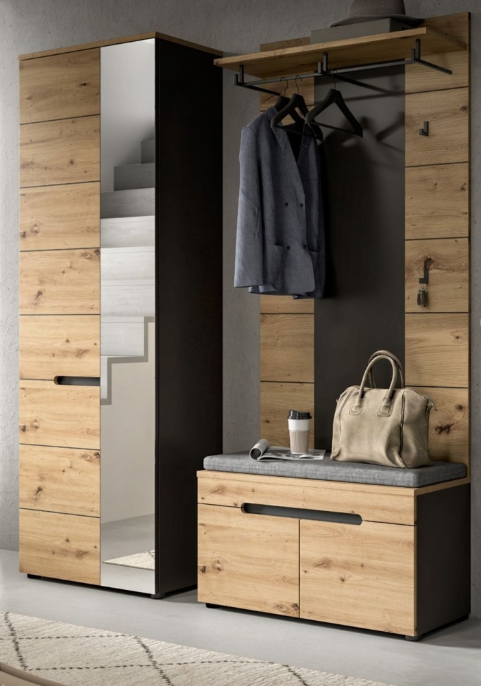 Garderobe Set 3-tlg. Cooper in Eiche und grau 160 cm Bild 1