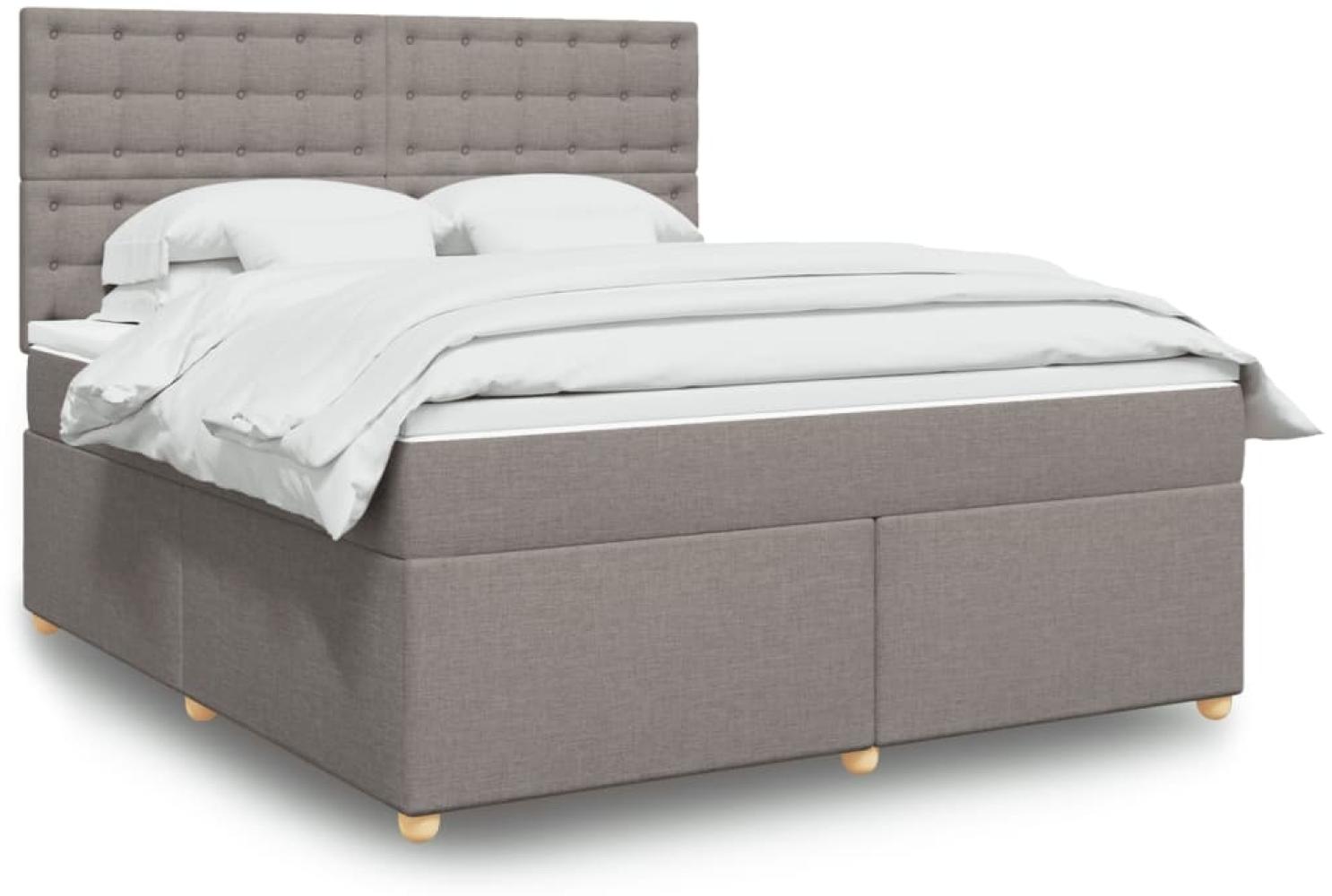 vidaXL Boxspringbett mit Matratze Taupe 180x200 cm Stoff 3291377 Bild 1