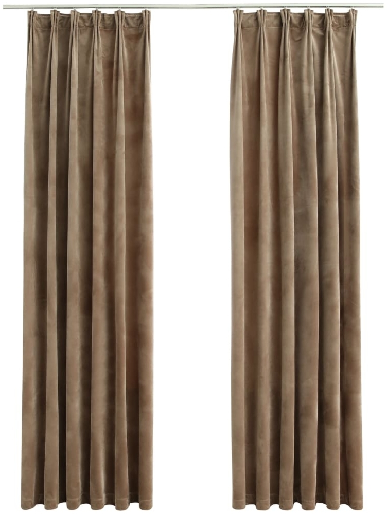 vidaXL Verdunkelungsvorhänge mit Haken 2 Stk. Samt Beige 140x175cm 134508 Bild 1