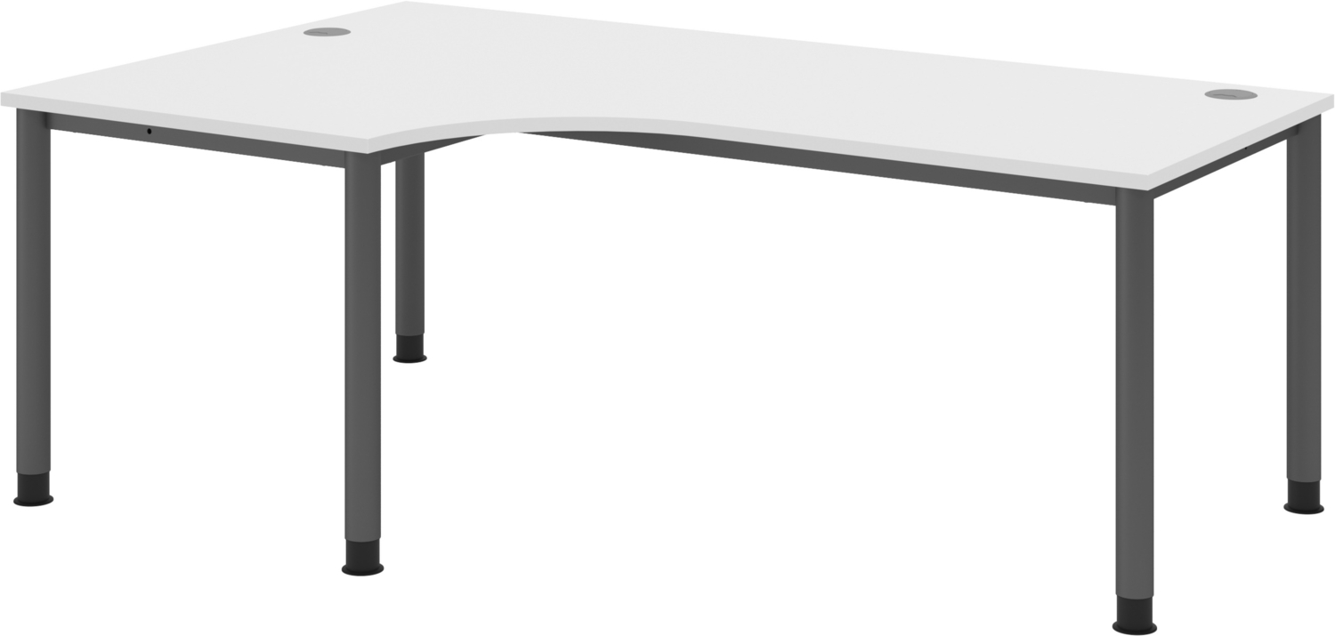 bümö höhenverstellbarer Eckschreibtisch H-Serie 200x120 cm in weiß, Gestell in Graphit - PC Tisch für's Büro manuell höhenverstellbar, Computertisch L-Form verstellbar, HS-82-W-G Bild 1