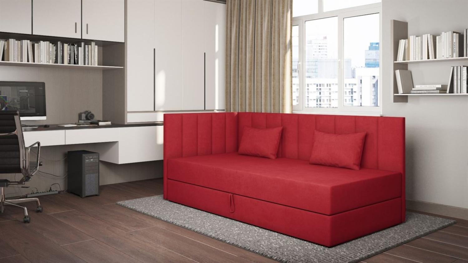 Sofa Polsterliege Kindersofa THELMA Seite Universal in Stoff Opera Velvet Rot Bild 1