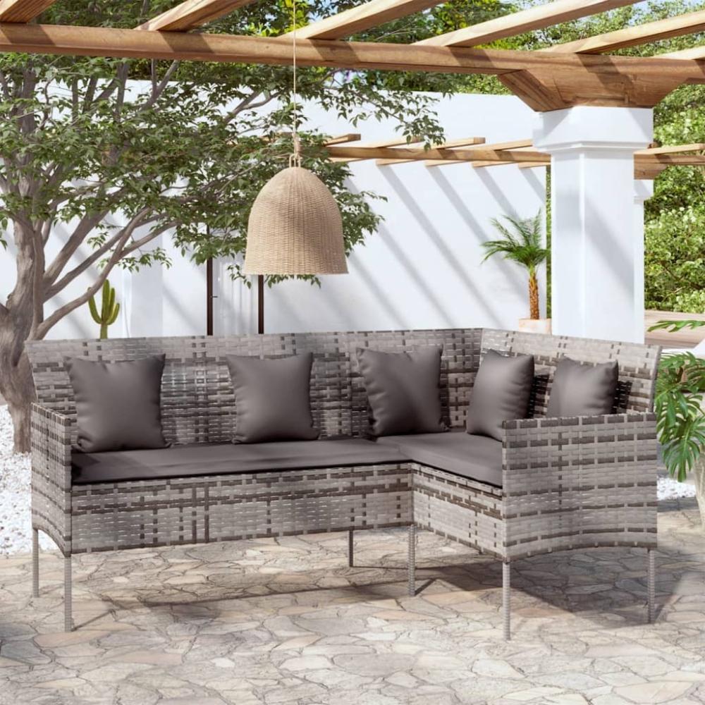 Gartenlounge-Bank >3012241< (LxBxH: 113x161,5x80 cm) in grau aus PE-Rattan Bild 1