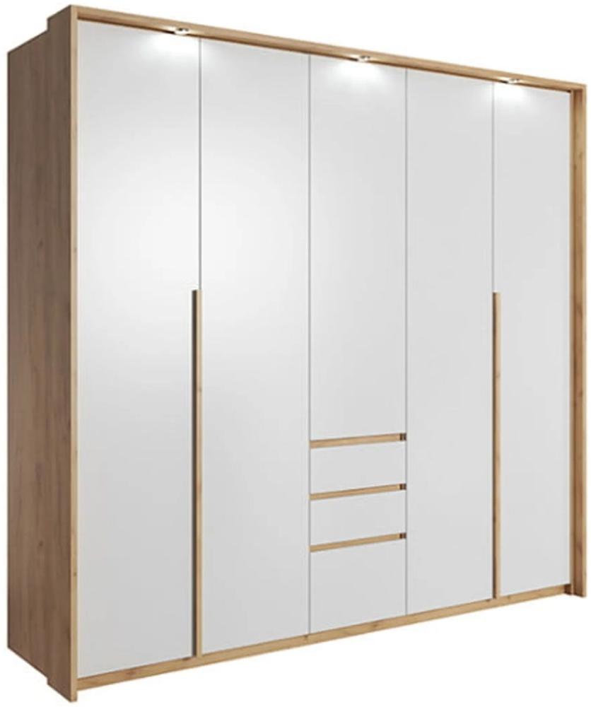 Kleiderschrank Xelo Falttürenschrank mit LED 229x65x215,5cm wildeiche gold weiß Bild 1