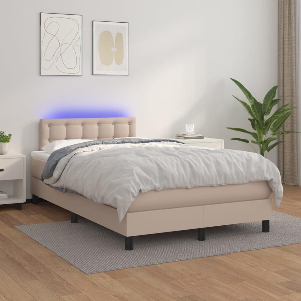 vidaXL Boxspringbett mit Matratze & LED Cappuccino-Braun 120x200cm 3134218 Bild 1