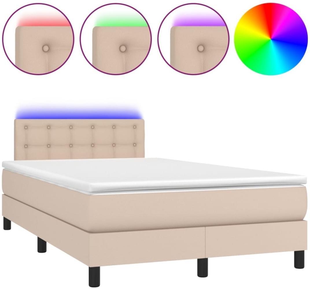 vidaXL Boxspringbett mit Matratze & LED Cappuccino-Braun 120x200cm 3134218 Bild 1