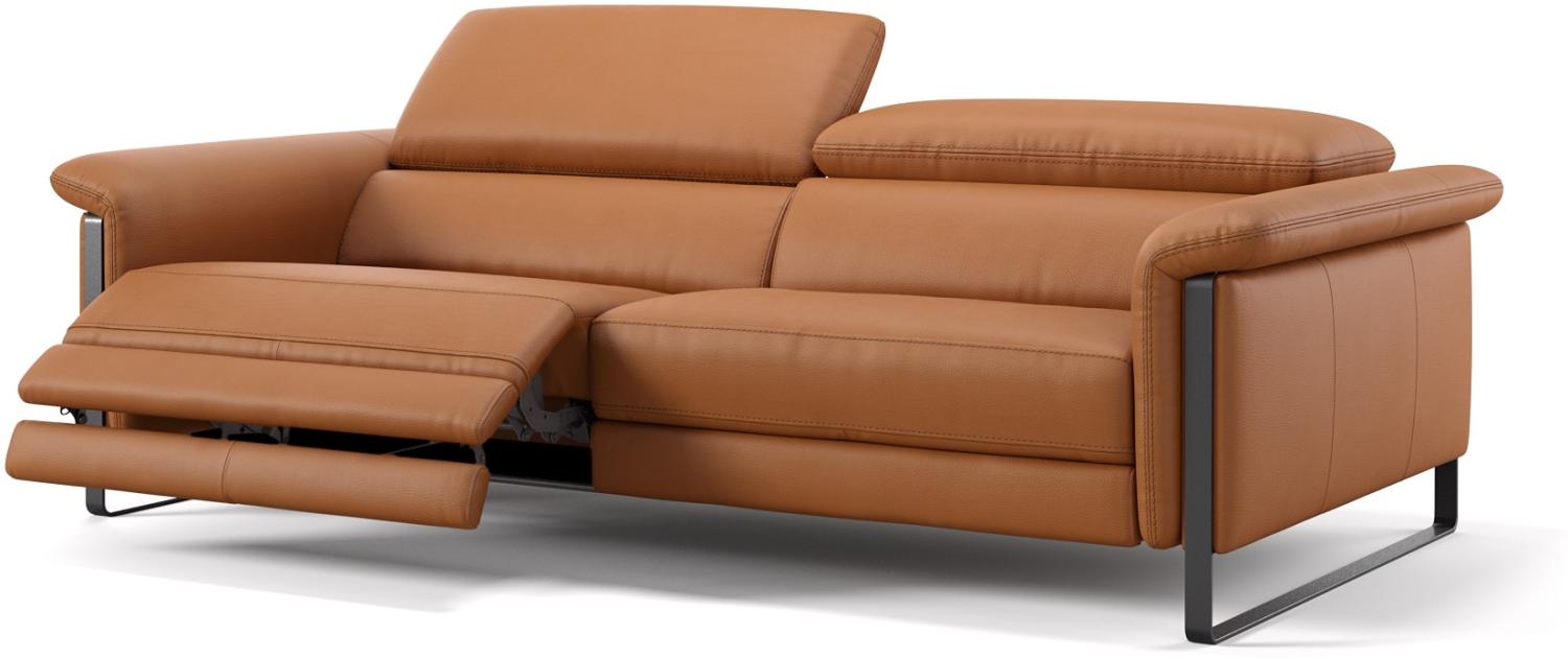 Sofanella Dreisitzer Palma Echtleder Couch Relaxsofa in Cognac Bild 1