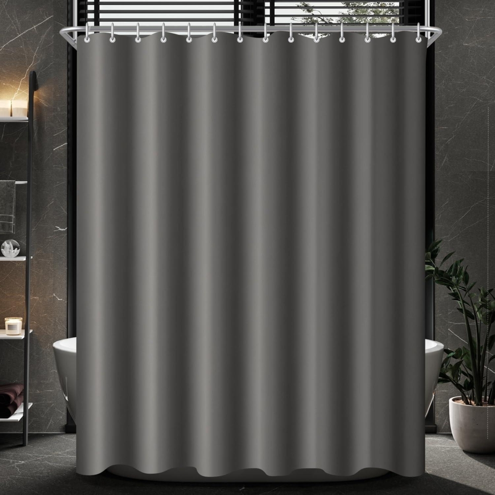 Duschvorhang Dunkelgrau 240x200cm Antischimmel Wasserabweisend Waschbar Bild 1