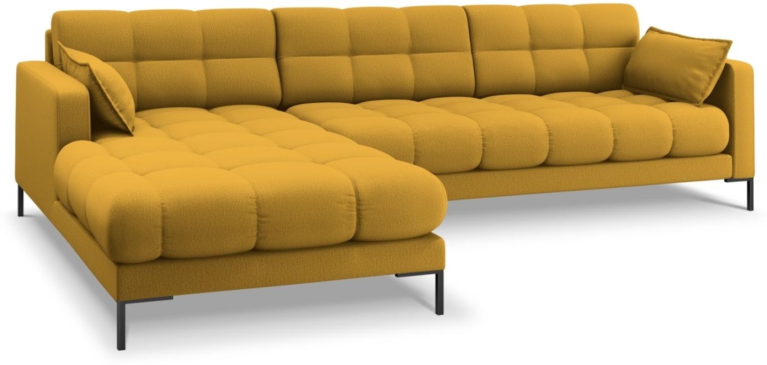 Micadoni 5-Sitzer Ecke links Sofa Mamaia | Bezug Yellow | Beinfarbe Black Metal Bild 1