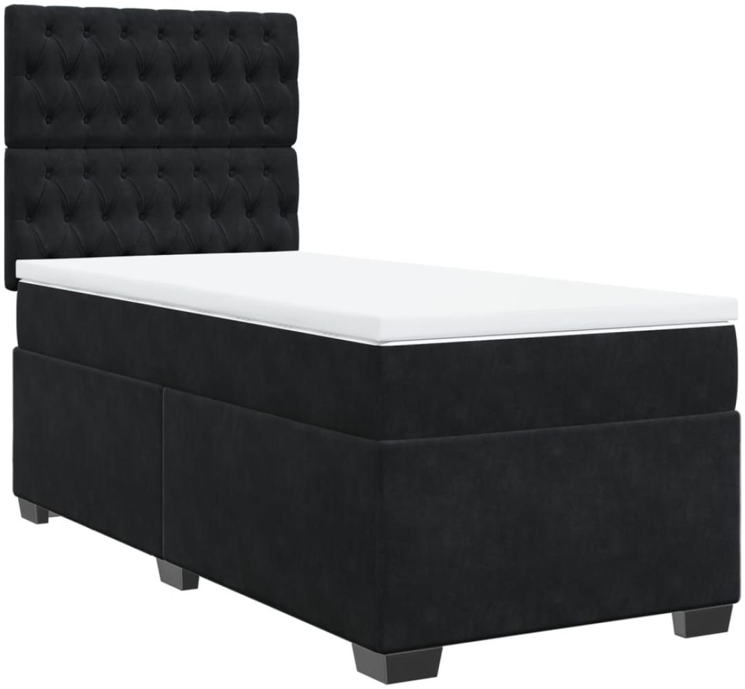 vidaXL Boxspringbett mit Matratze Schwarz 90x190 cm Samt 3290794 Bild 1